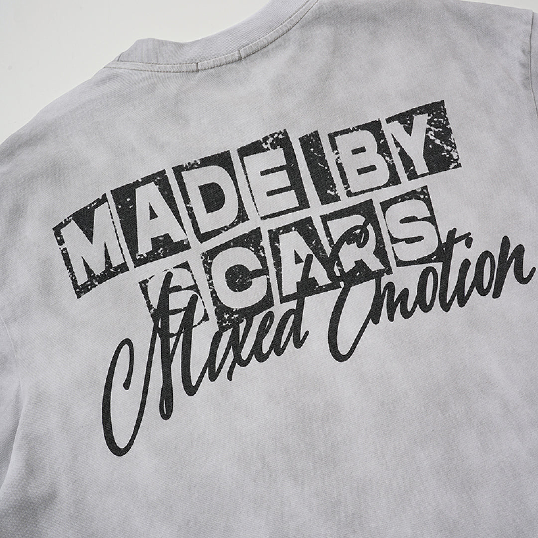 MIXED EMOTION Heather Grey Portrait Box Graphic T‑Shirt