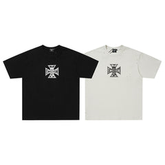 MIXED EMOTION Iron Cross Graphic Print T‑Shirt