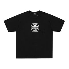 MIXED EMOTION Iron Cross Graphic Print T‑Shirt
