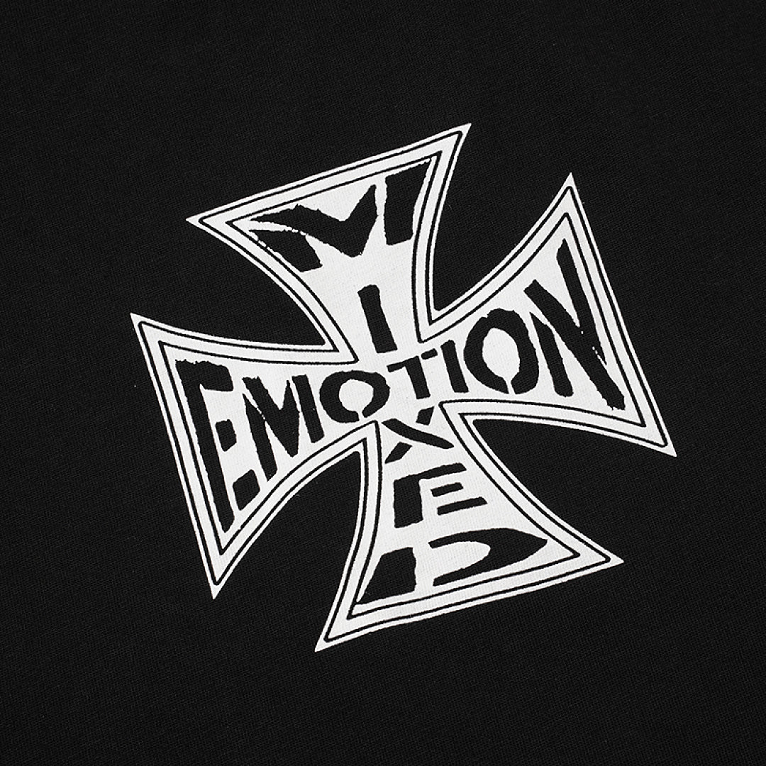 MIXED EMOTION Iron Cross Graphic Print T‑Shirt