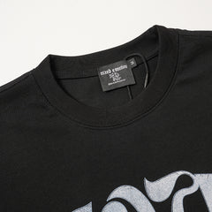MIXED EMOTION Black Vintage Figure Graphic T‑Shirt