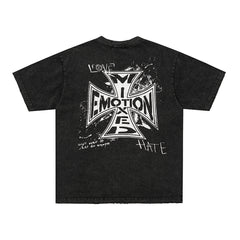 MIXED EMOTION Black Gothic Letter GraphicT‑Shirt