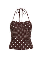 Marguerite Halter Top Brown Polka