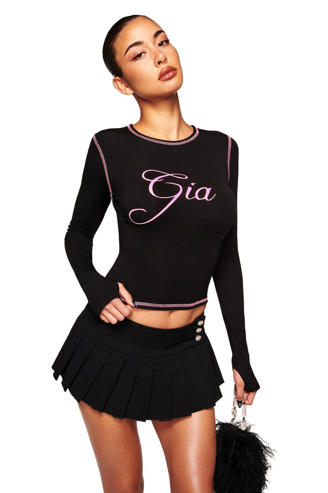 BLARE LONG SLEEVE TOP - BLACK Hover Image