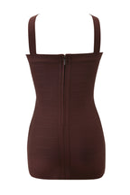 VESPERA BANDAGE MINI DRESS - BROWN