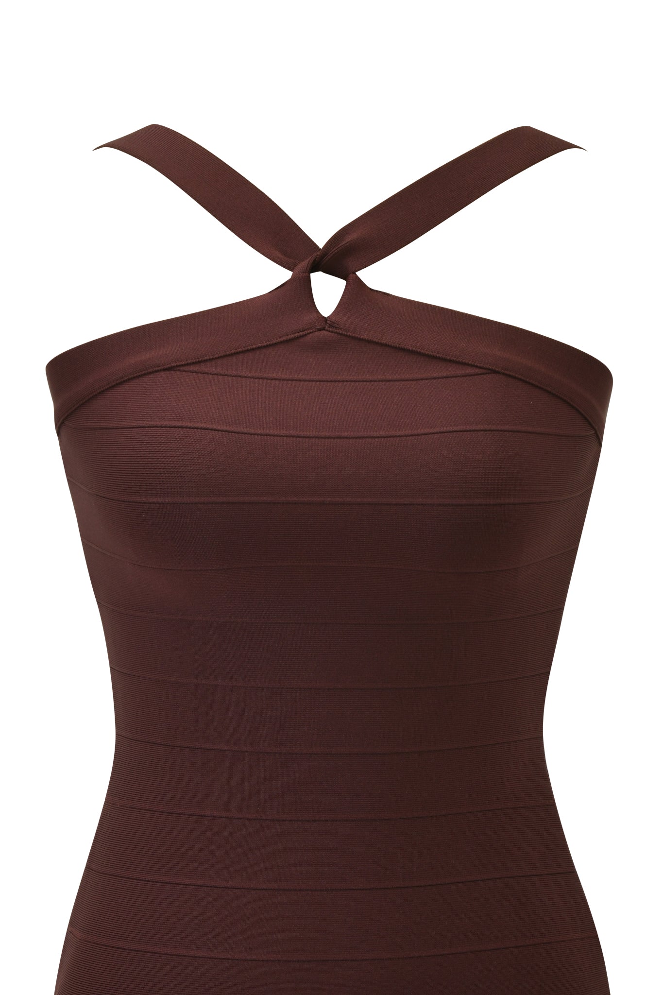 VESPERA BANDAGE MINI DRESS - BROWN