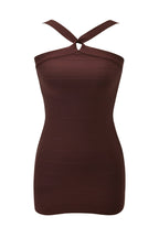 VESPERA BANDAGE MINI DRESS - BROWN