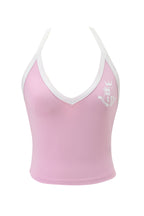 BLARE V-NECK TANK - BABY PINK AND WHITE