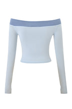 BLARE OFF SHOULDER TOP - TWO TONE POWDER BLUE