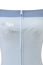 BLARE OFF SHOULDER TOP - TWO TONE POWDER BLUE