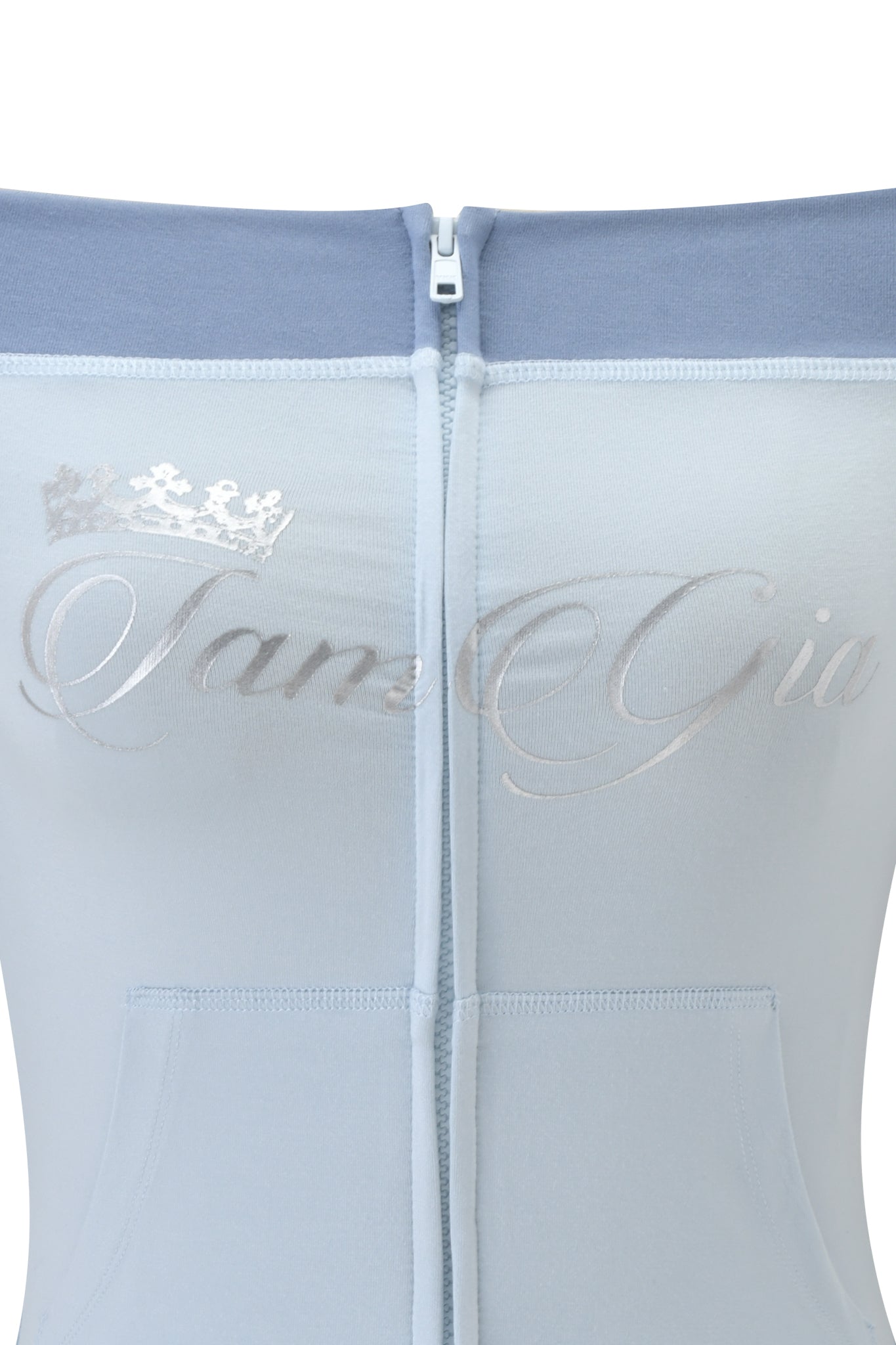 BLARE OFF SHOULDER TOP - TWO TONE POWDER BLUE