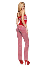 BLARE ZIP BOOB TUBE - RED AND BLUE STRIPE