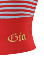 BLARE ZIP BOOB TUBE - RED AND BLUE STRIPE