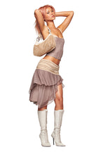 SEPHI MIDI SKIRT - MUSHROOM STRIPE