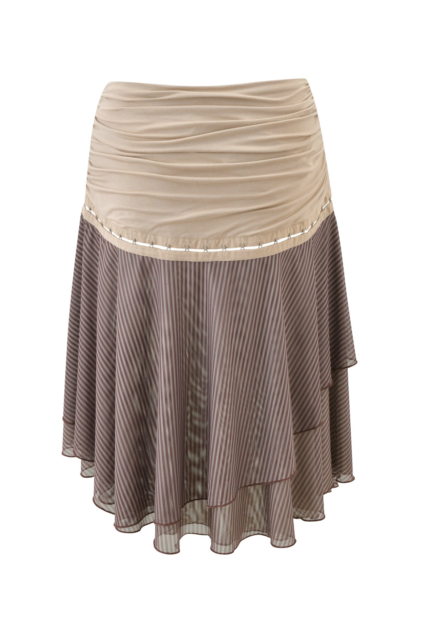 SEPHI MIDI SKIRT - MUSHROOM STRIPE