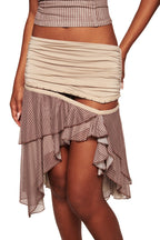 SEPHI MIDI SKIRT - MUSHROOM STRIPE