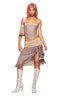 SEPHI MIDI SKIRT - MUSHROOM STRIPE