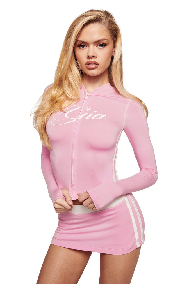 BLARE PIPING MICRO SKORT - BABY PINK AND WHITE Main Image