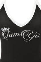BLARE V-NECK TANK - BLACK AND WHITE