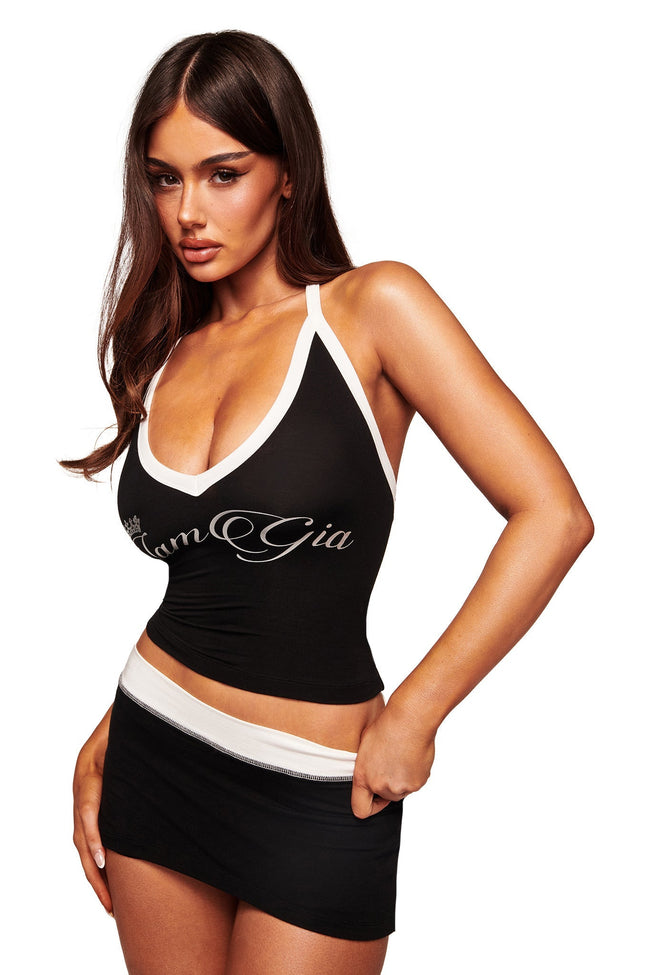 BLARE V-NECK TANK - BLACK AND WHITE Hover Image