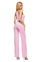 BLARE V-NECK TANK - BABY PINK AND WHITE