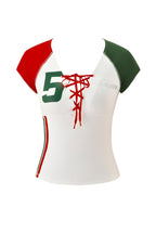 NOVIA LACE-UP T-SHIRT AND HEADBAND - WHITE