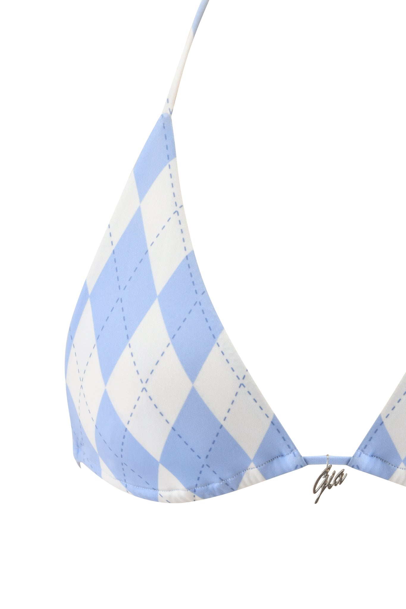 BRITT BIKINI TOP - BLUE ARGYLE