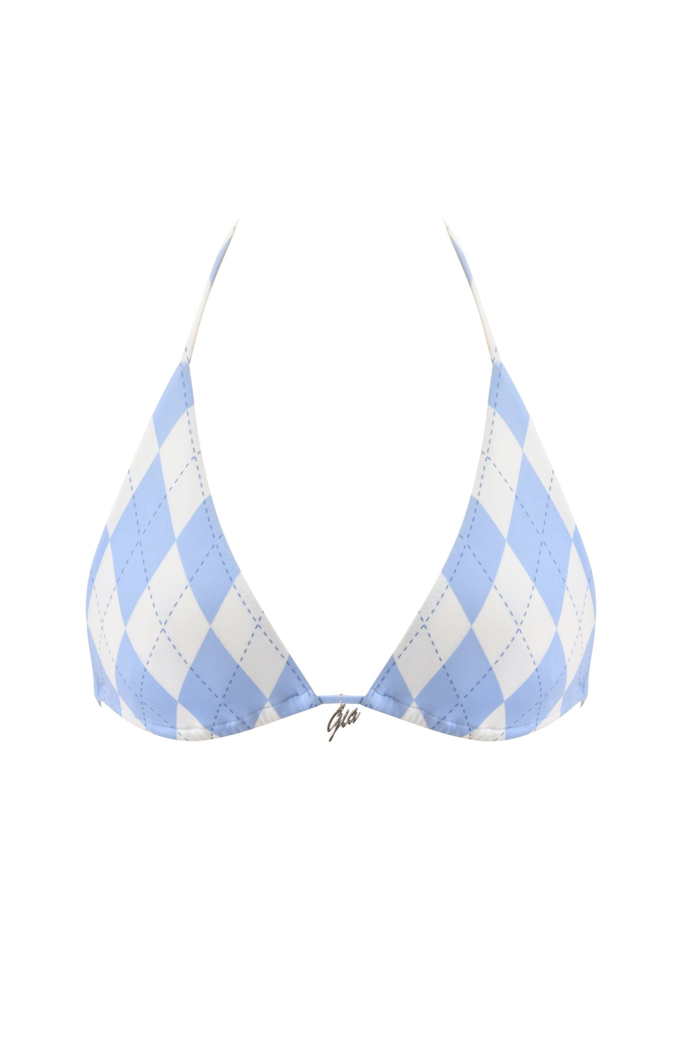 BRITT BIKINI TOP - BLUE ARGYLE