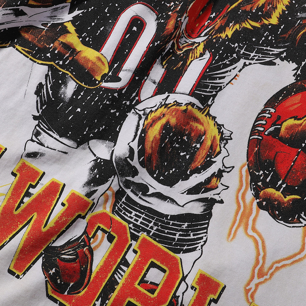 Majestik “The World” Football Bear Rhinestone Vintage Tee