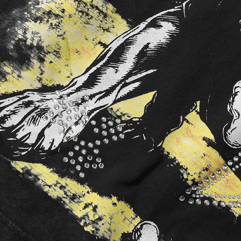 Majestik “Bulldog” Stadium Rhinestone Vintage Tee（Black）