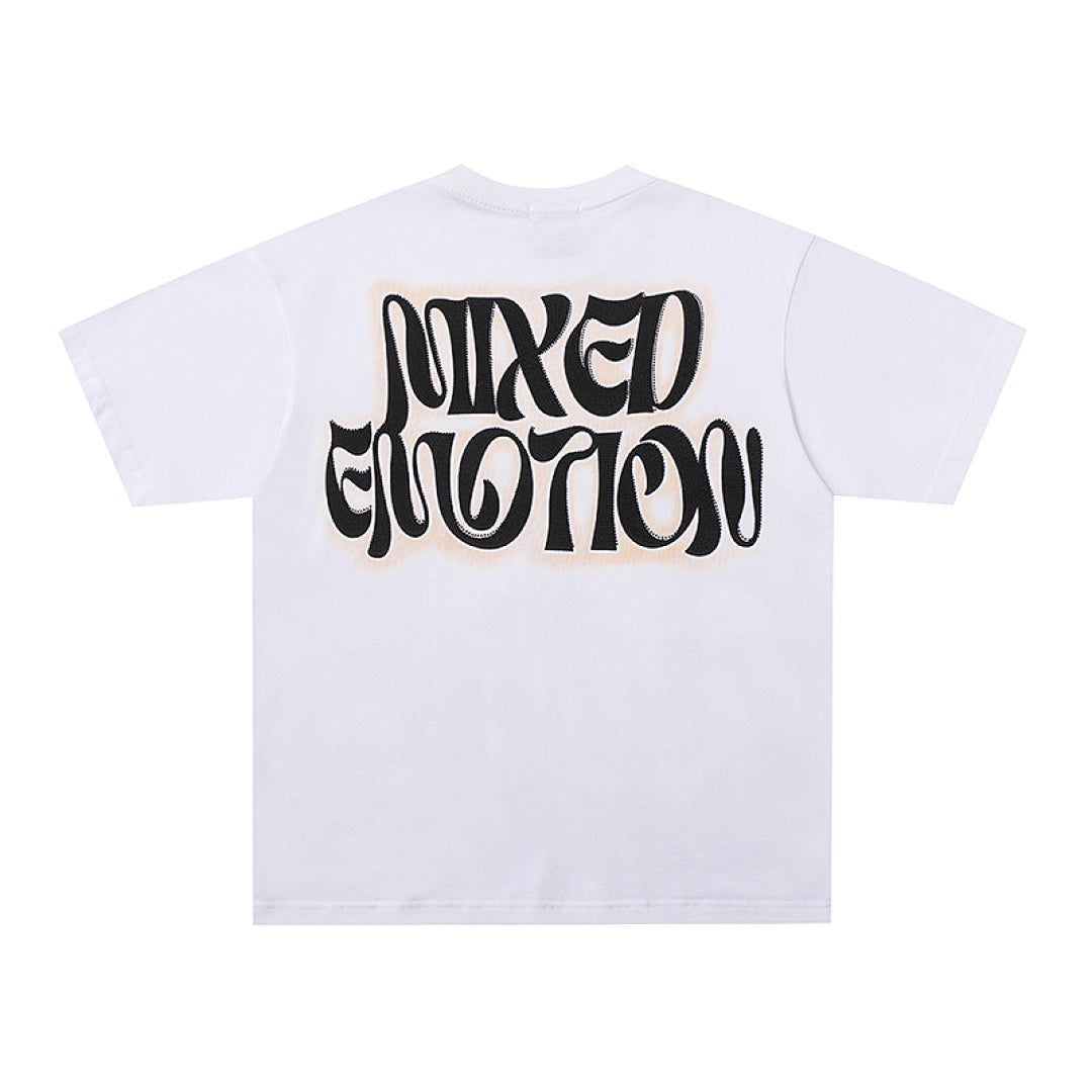 MIXED EMOTION Mixed Emotion Gothic Letter Angel Graphic T‑Shirt