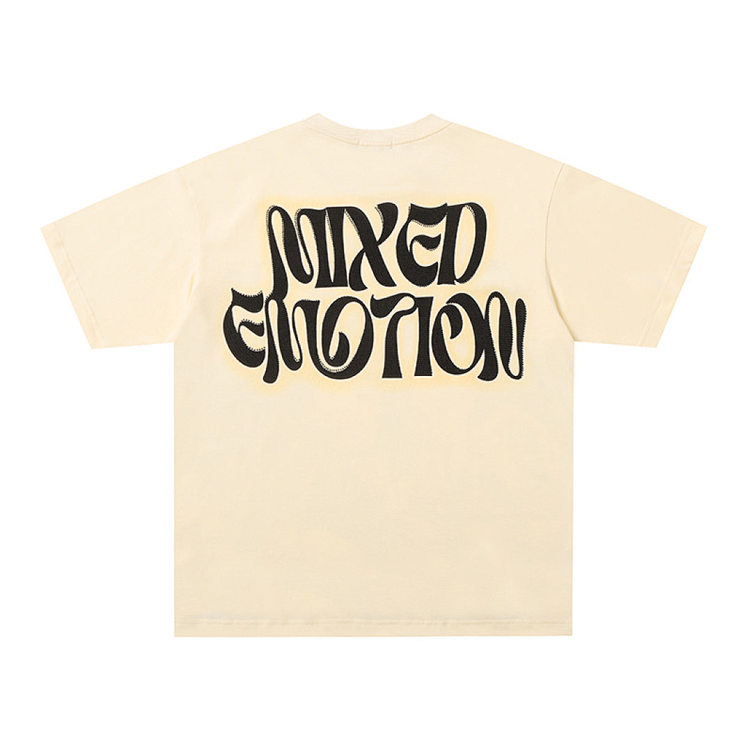 MIXED EMOTION Mixed Emotion Gothic Letter Angel Graphic T‑Shirt