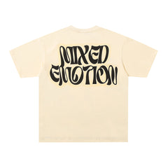 MIXED EMOTION Mixed Emotion Gothic Letter Angel Graphic T‑Shirt