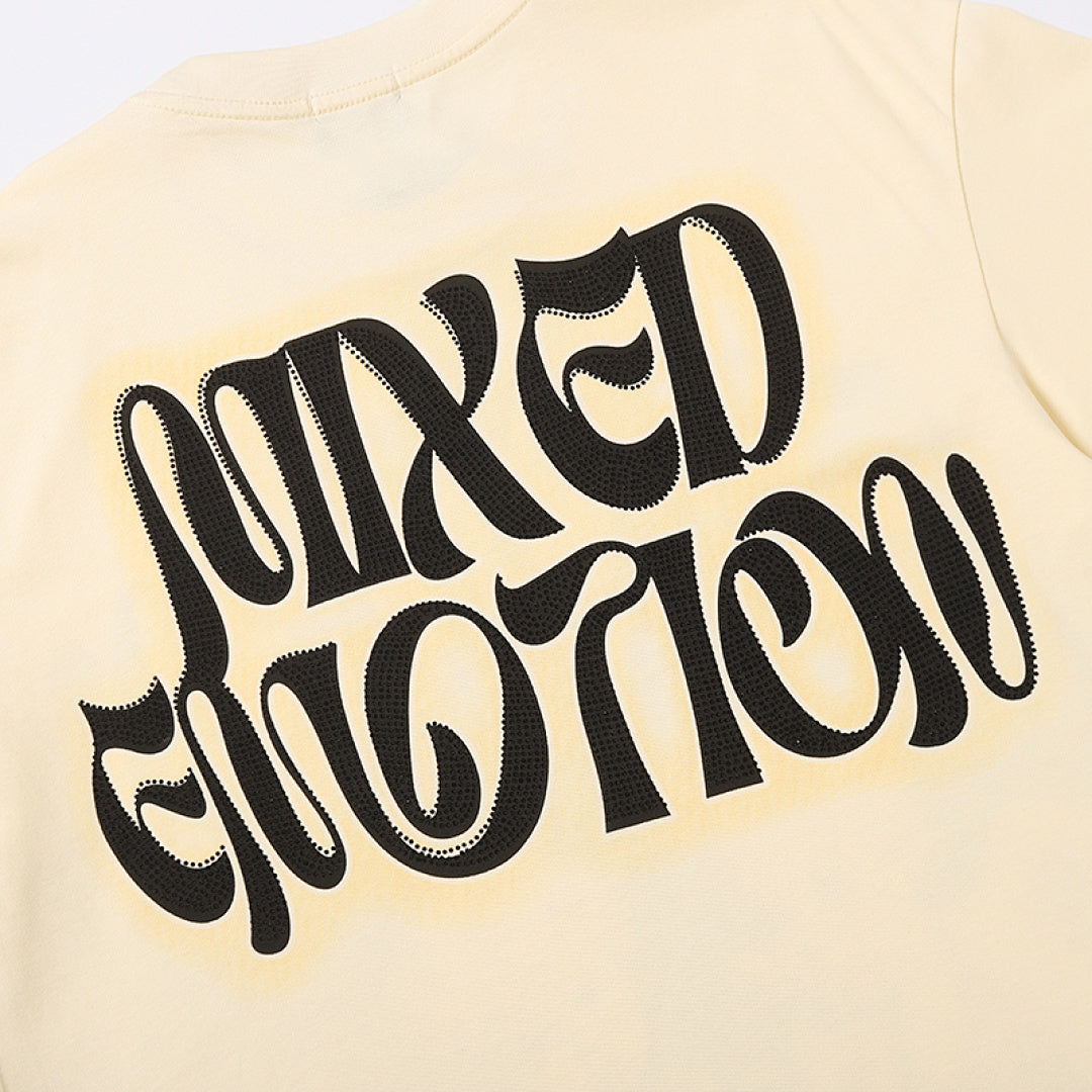 MIXED EMOTION Mixed Emotion Gothic Letter Angel Graphic T‑Shirt