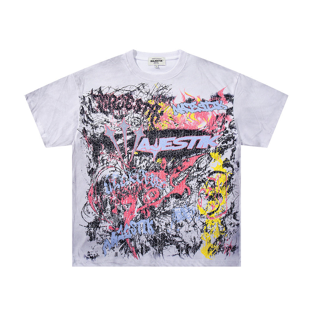 Majestik “Chaos Graffiti” Abstract Rhinestone Vintage Tee