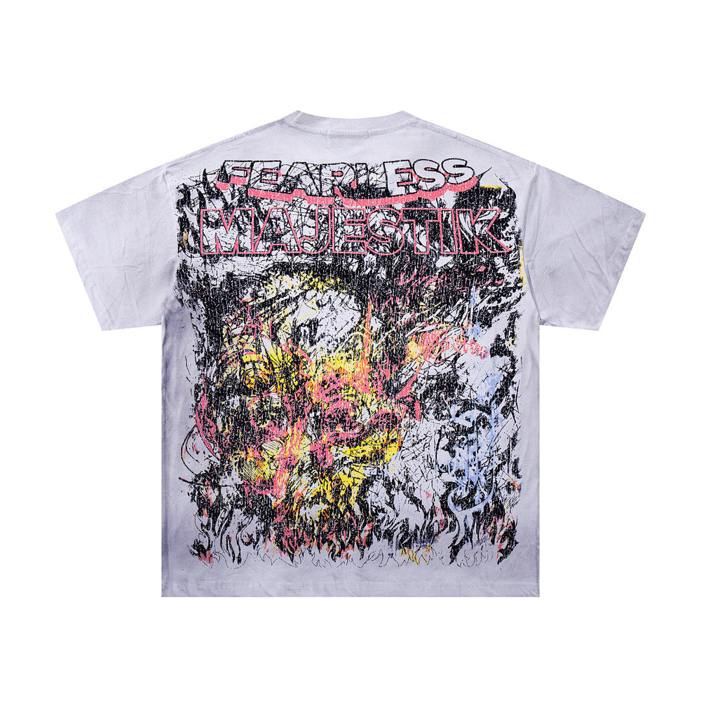 Majestik “Chaos Graffiti” Abstract Rhinestone Vintage Tee