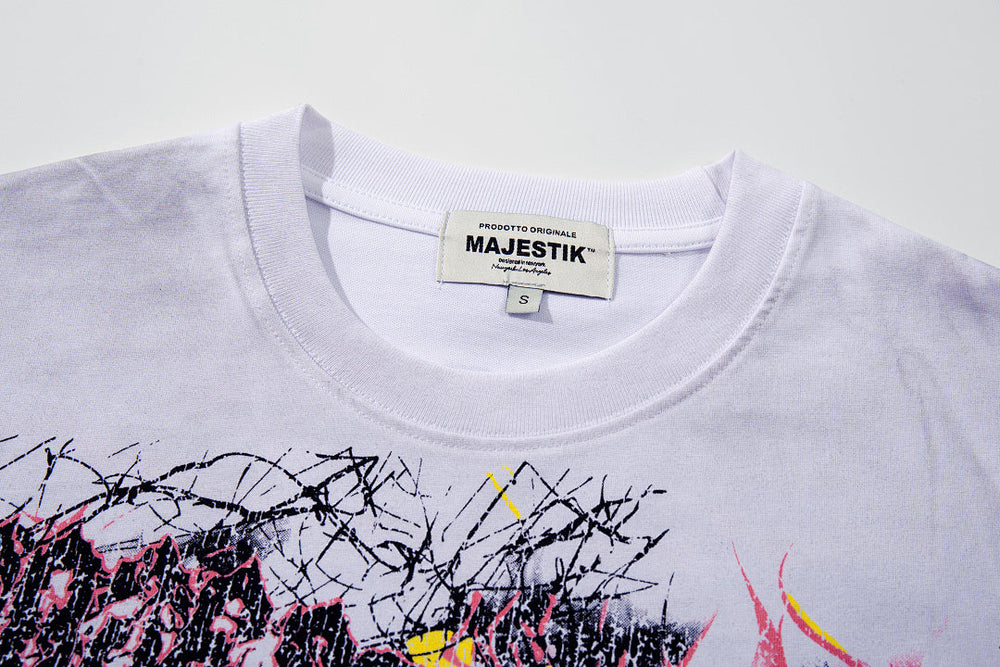 Majestik “Chaos Graffiti” Abstract Rhinestone Vintage Tee