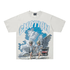 MIXED EMOTION Twin Angels Cloud Scene Graphic T‑Shirt