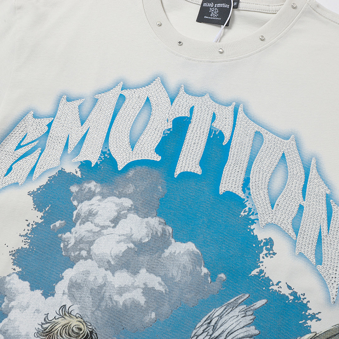 MIXED EMOTION Twin Angels Cloud Scene Graphic T‑Shirt