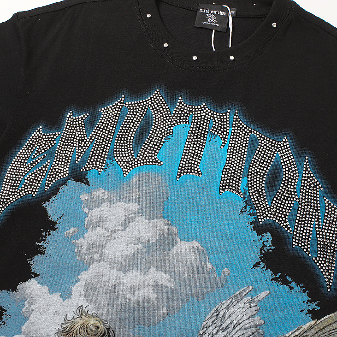MIXED EMOTION Twin Angels Cloud Scene Graphic T‑Shirt