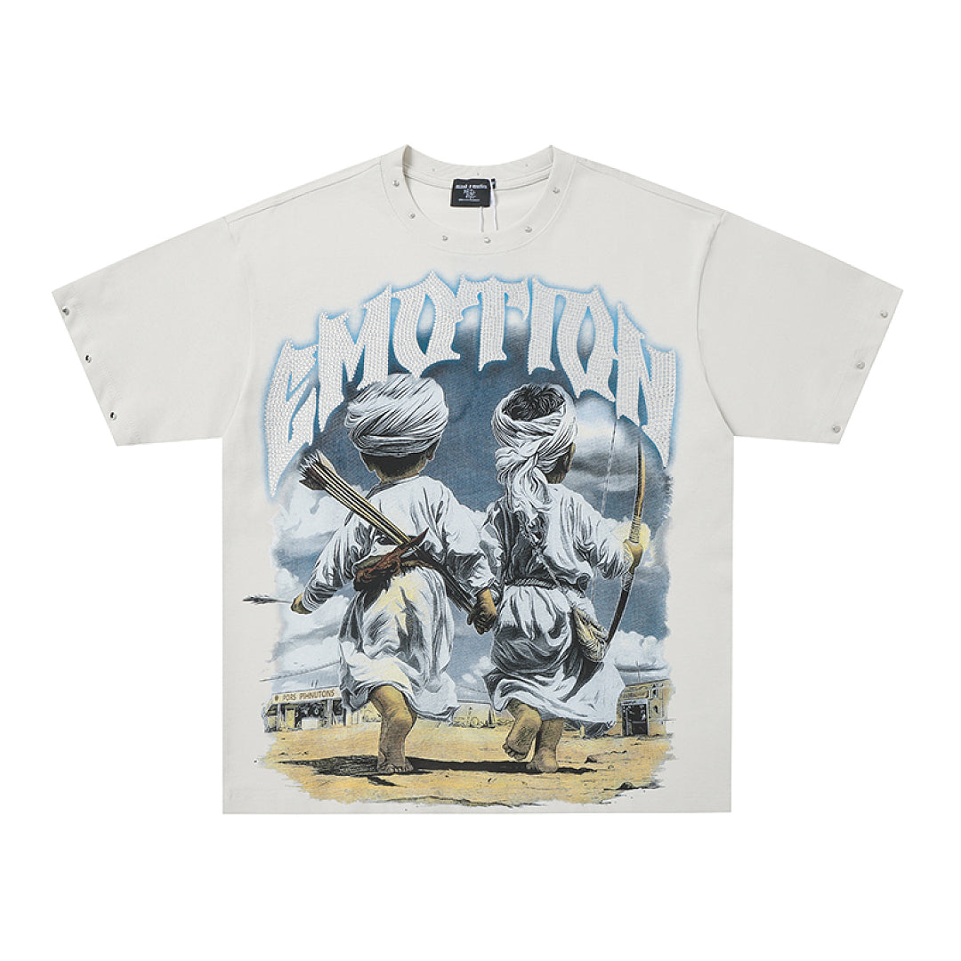 MIXED EMOTION Vintage Baseball Player Graphic T‑Shirt