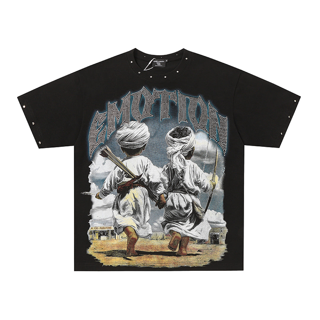 MIXED EMOTION Vintage Baseball Player Graphic T‑Shirt