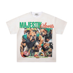 Majestik “Sports Division” Football Bulldogs Vintage Tee（Off-White / Cream）