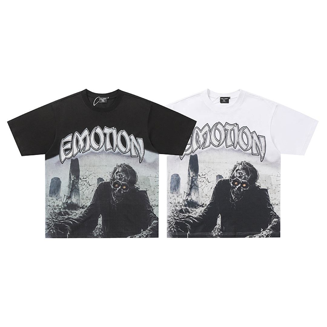 MIXED EMOTION EMOTION Gothic Letter Portrait Graphic T‑Shirt