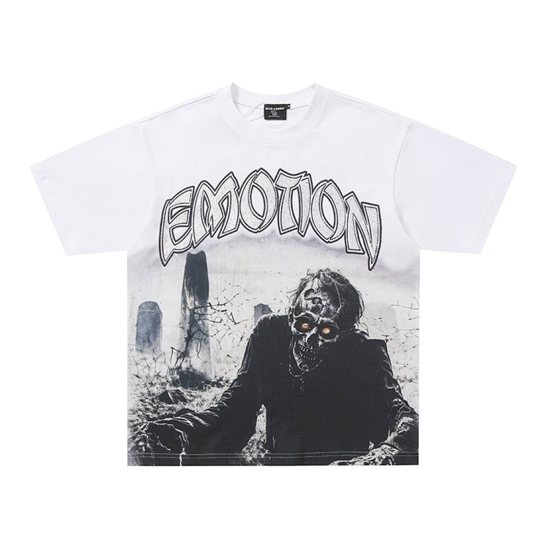 MIXED EMOTION EMOTION Gothic Letter Portrait Graphic T‑Shirt