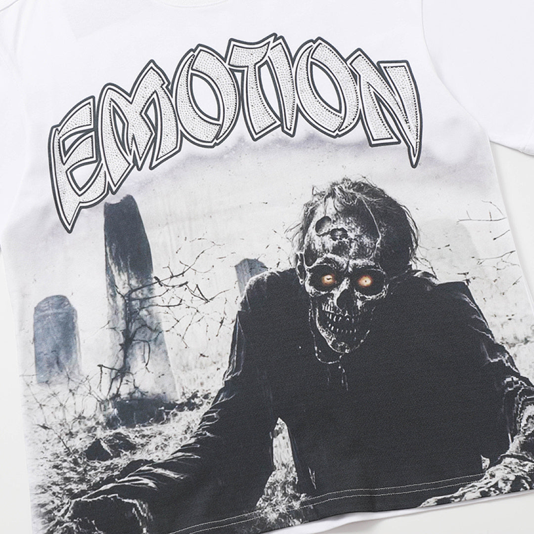 MIXED EMOTION EMOTION Gothic Letter Portrait Graphic T‑Shirt