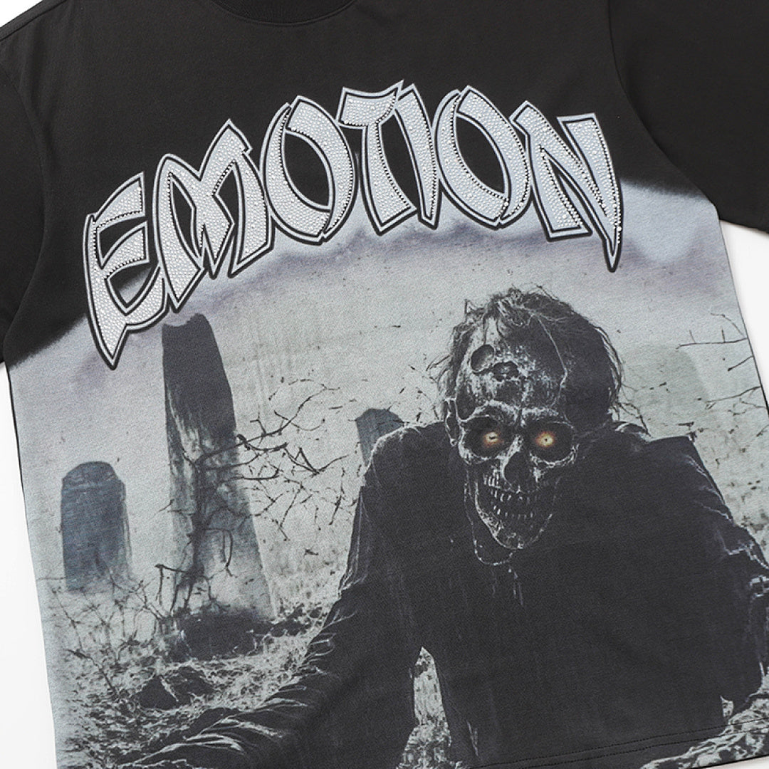 MIXED EMOTION EMOTION Gothic Letter Portrait Graphic T‑Shirt