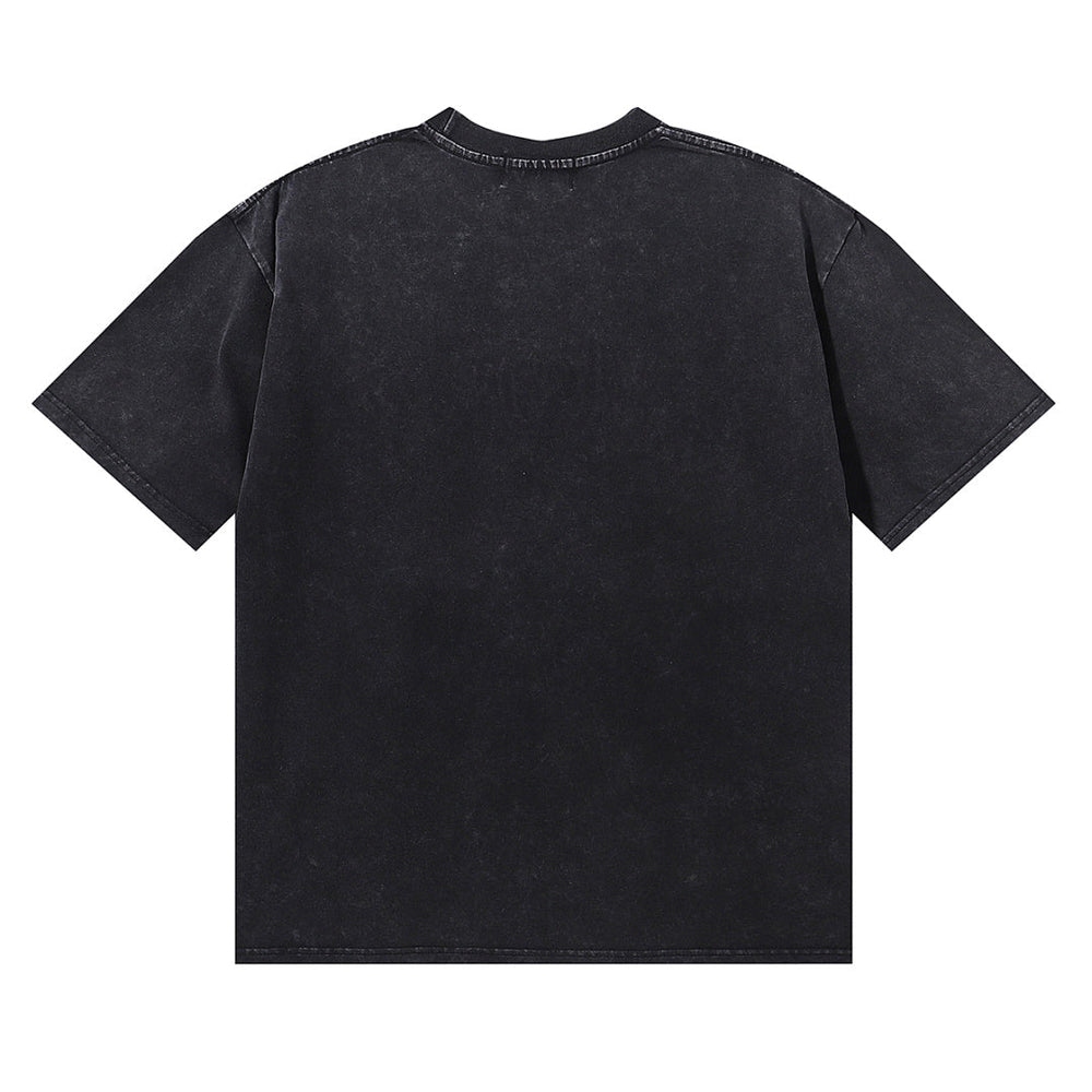 Majestik “Fearless” Angel & Demon Rhinestone Vintage Tee（Black）