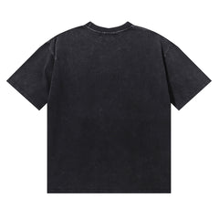 Majestik “Fearless” Angel & Demon Rhinestone Vintage Tee（Black）