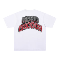 MIXED EMOTION  Gothic Letter Vintage Character Graphic T‑Shirt
